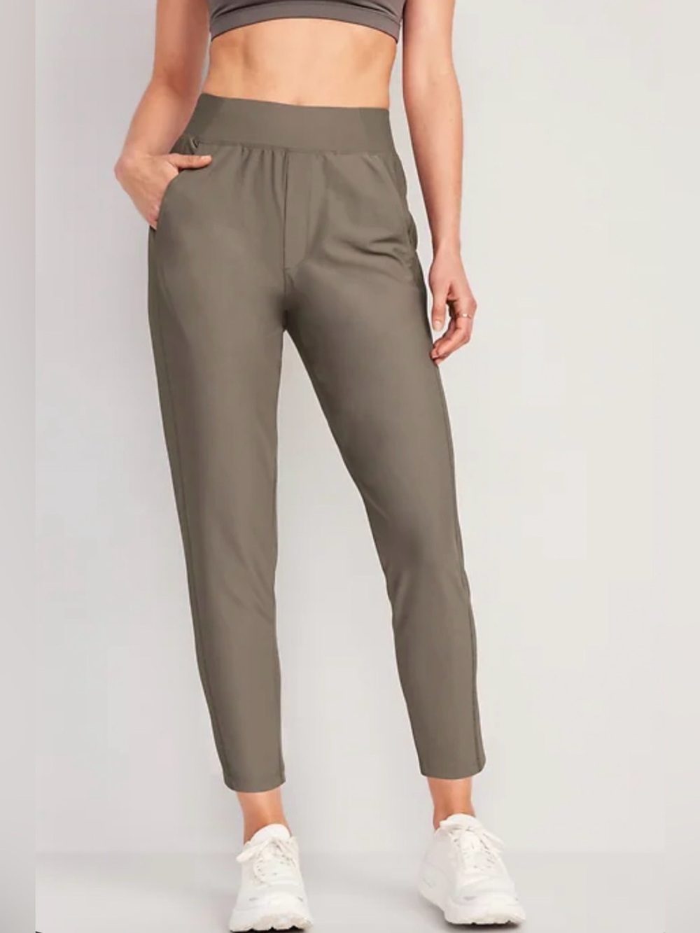 Old Navy Olive High-Waisted PowerSoft Combination Taper Pants